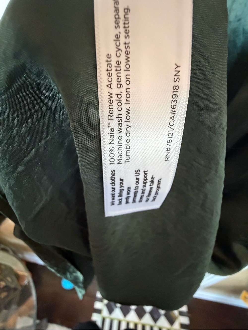 Eileen Fisher Olive Green V-Neck Satin Maxi Dress - Picture 4 of 7